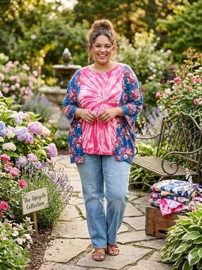 Upcycled Floral Tie-Dyed Top